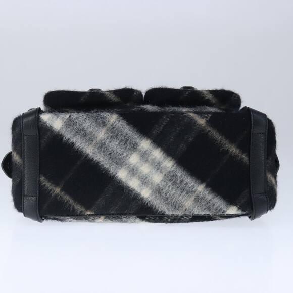 Burberry Nova Check Blue Label Shoulder Bag Wool Leather Black - Picture 5 of 16
